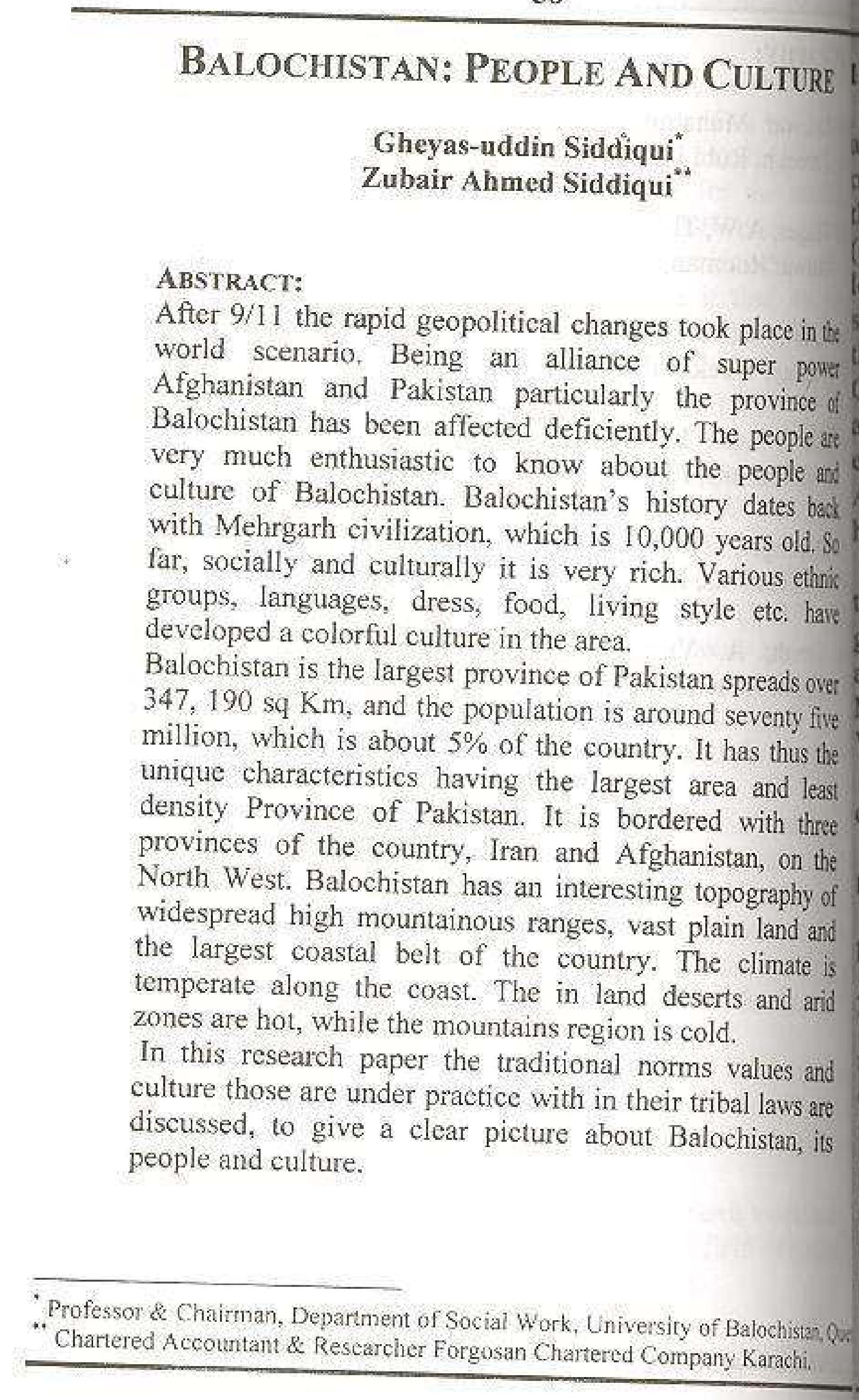 Balochistan: People and Culture